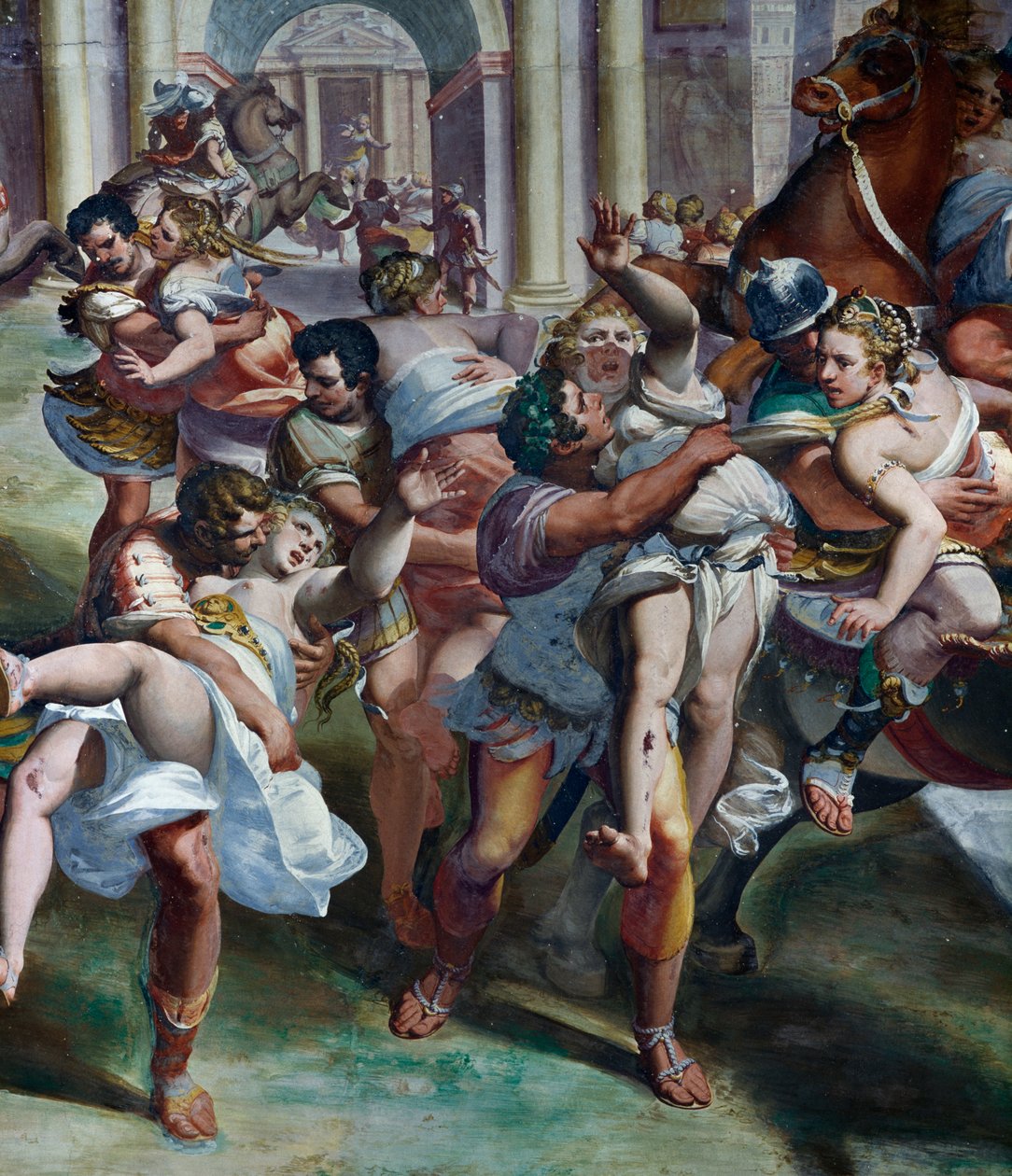 De Verkrachting van de Sabijnse Vrouwen door Luca Cambiaso, detail door Luca Cambiaso