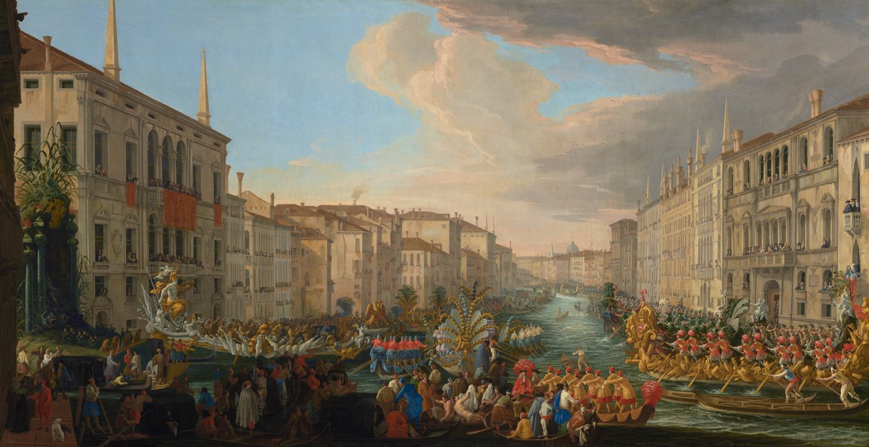Regatta op het Canal Grande ter ere van Frederik IV, koning van Denemarken door Luca Carlevarijs