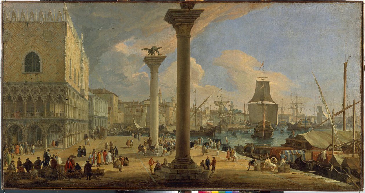 De Molo en het Dogepaleis (Venetië, Italië) door Luca Carlevaris