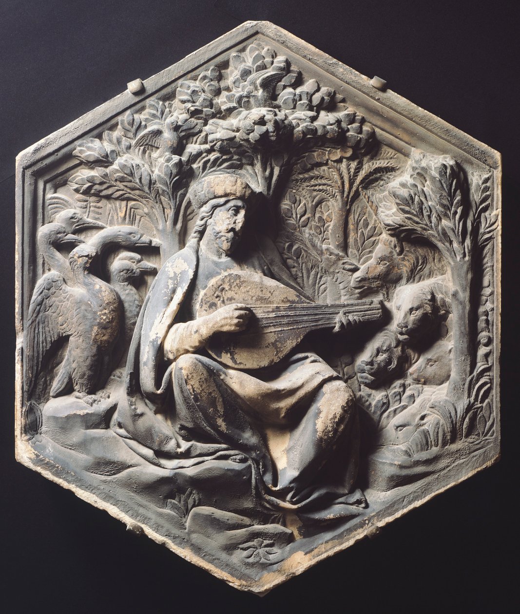 Muziek (Orpheus) door Luca Della Robbia