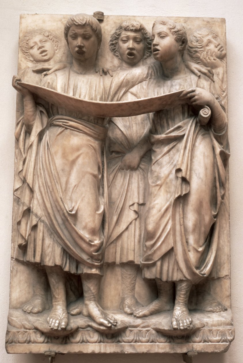 Zingende engelen, reliëf van de Cantoria door Luca della Robbia (1400-82), ca. 1435 door Luca Della Robbia