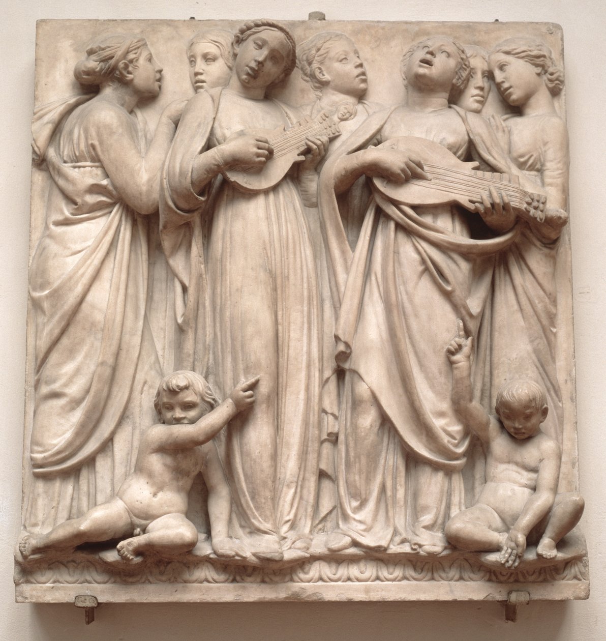 Zingende engelen, reliëf van de Cantoria, ca. 1432-38 door Luca Della Robbia
