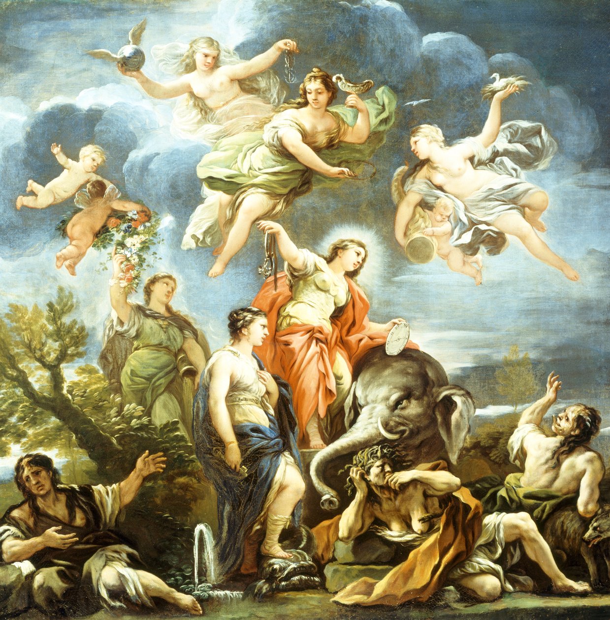 Allegorie van Gematigdheid, door Luca Giordano door Luca Giordano