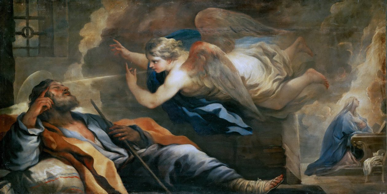 Barok: De droom van St. Joseph door Giordano, Luca (1632-1705), ca. 1696 door Luca Giordano