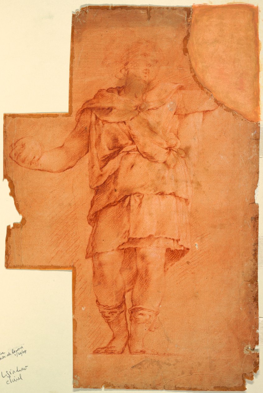 Tekening, Studie van een staande figuur, ca. 1670-1700 door Luca Giordano