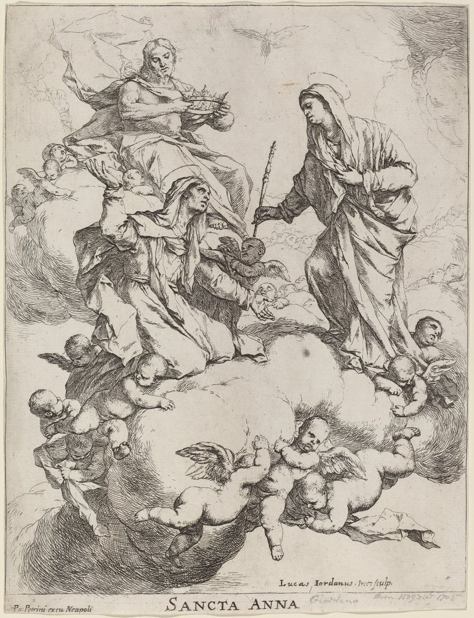 Sint Anna Ontvangen door de Maagd en Christus door Luca Giordano