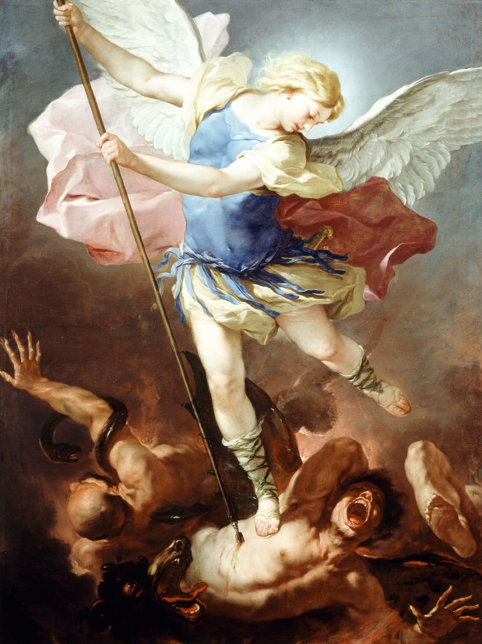 Sint-Michiel verslaat demon, door Luca Giordano (1634-1705) door Luca Giordano