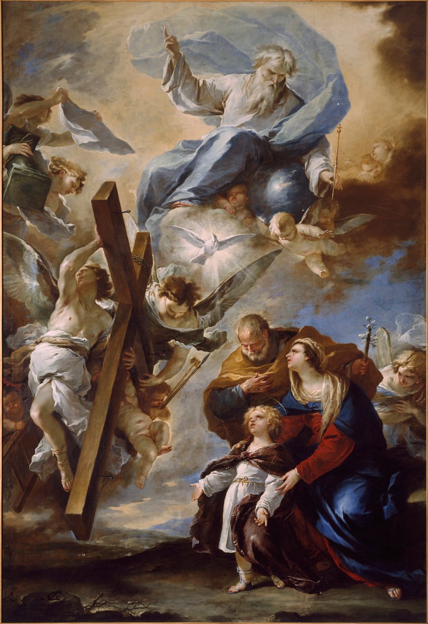 De Heilige Familie met de Symbolen van het Lijden, ca. 1660. door Luca Giordano