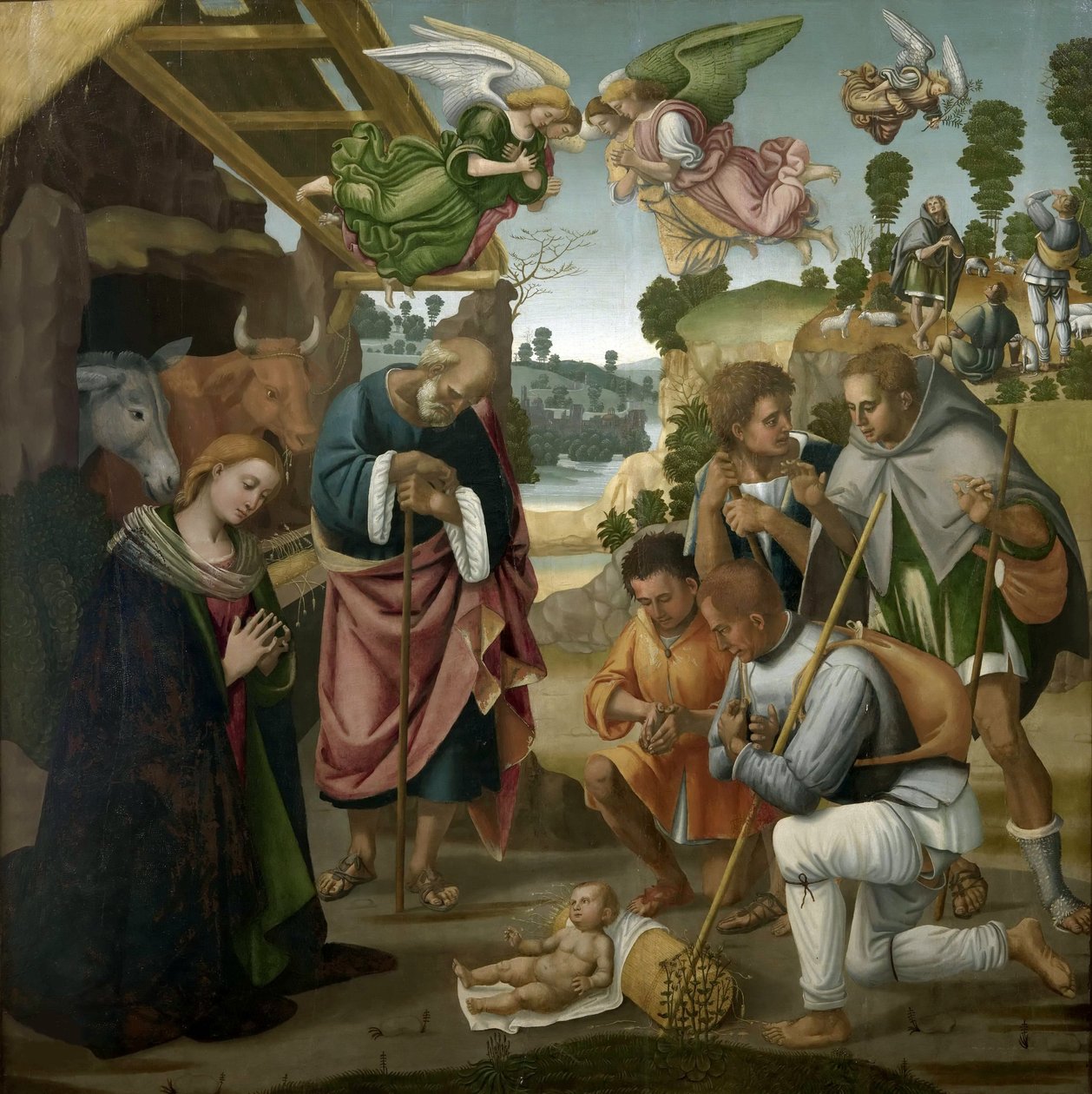 De Aanbidding der Herders, 1522 door Luca Signorelli