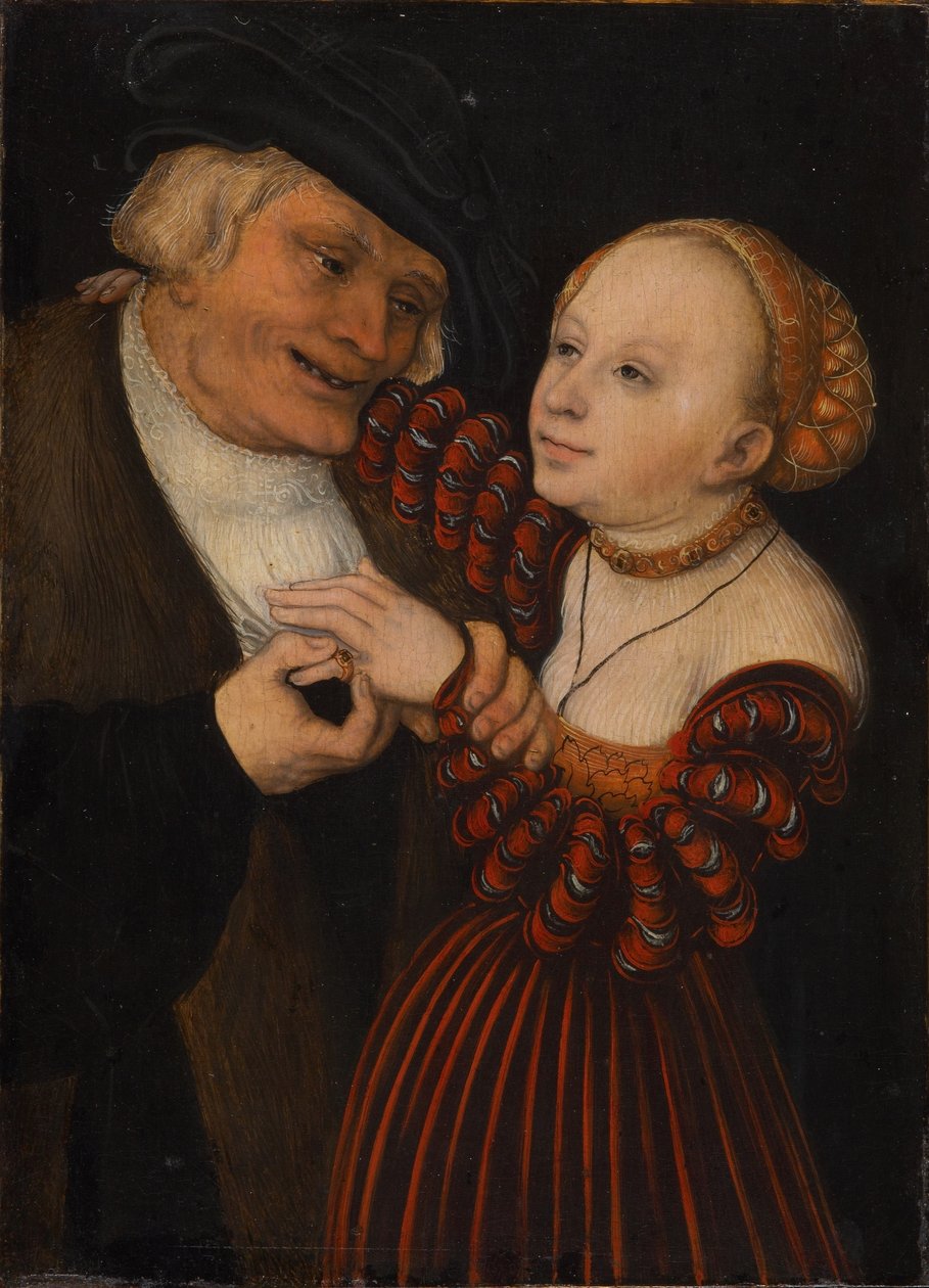 Oude man en meisje door Lucas Cranach the Elder
