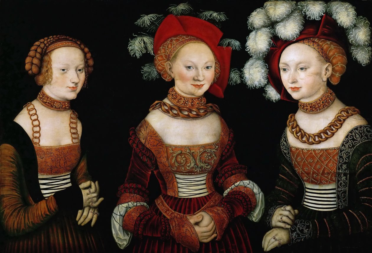 De prinsessen Sibylla, Emilia en Sidonia van Saksen door Lucas Cranach the Elder