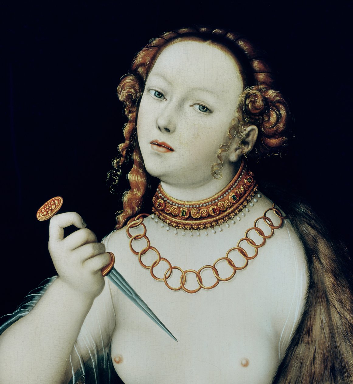 De zelfmoord van Lucretia, 1538 (detail) door Lucas Cranach the Elder