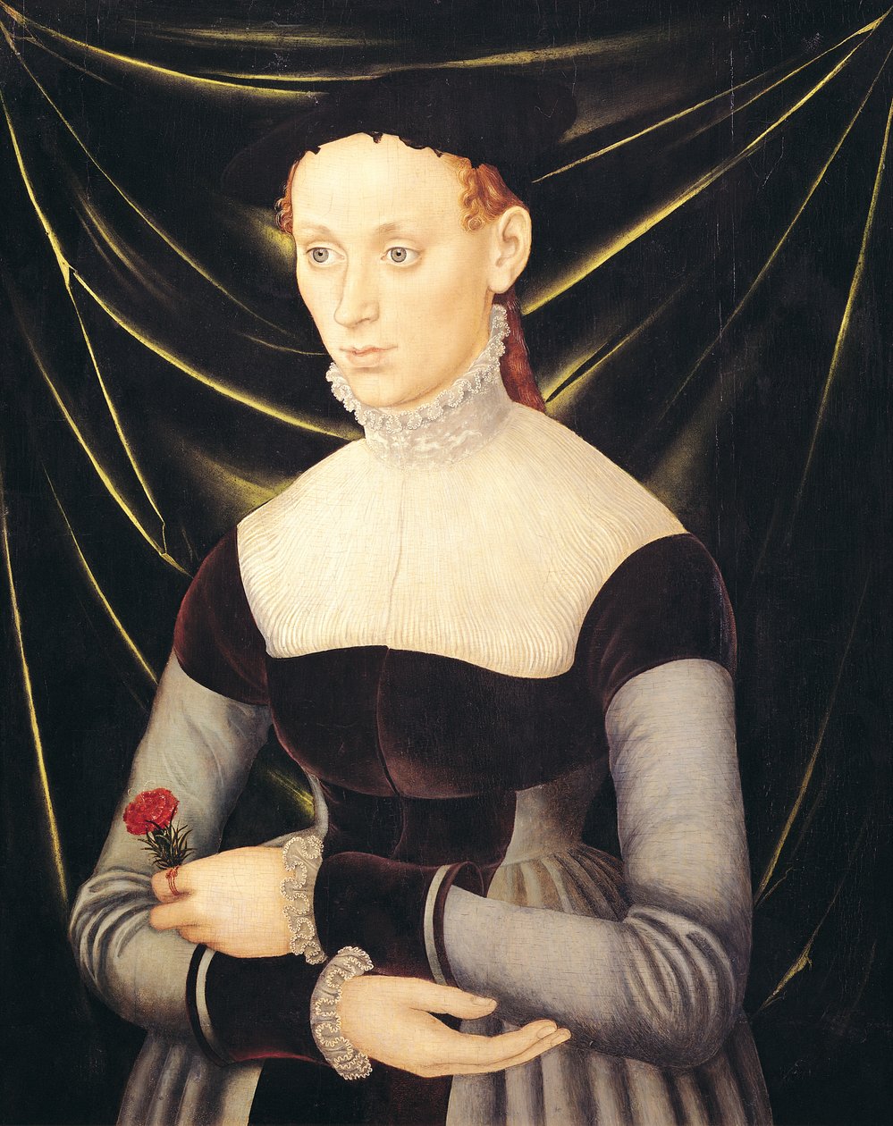 Vrouw met een anjer door Lucas Cranach the Elder