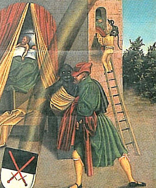 De Tien Geboden Zesde Gebod (detail) door Lucas Cranach the Elder