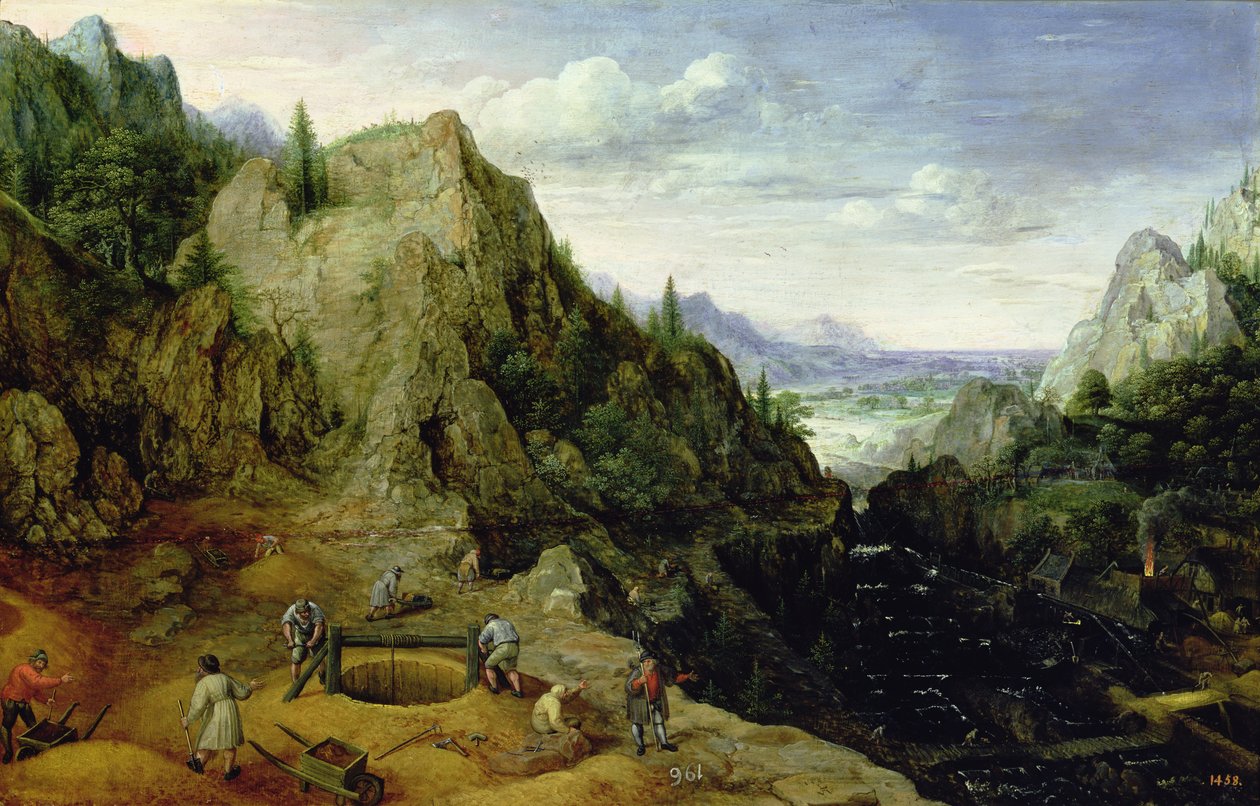 Landschap met een Gieterij, 1595 door Lucas van Valckenborch