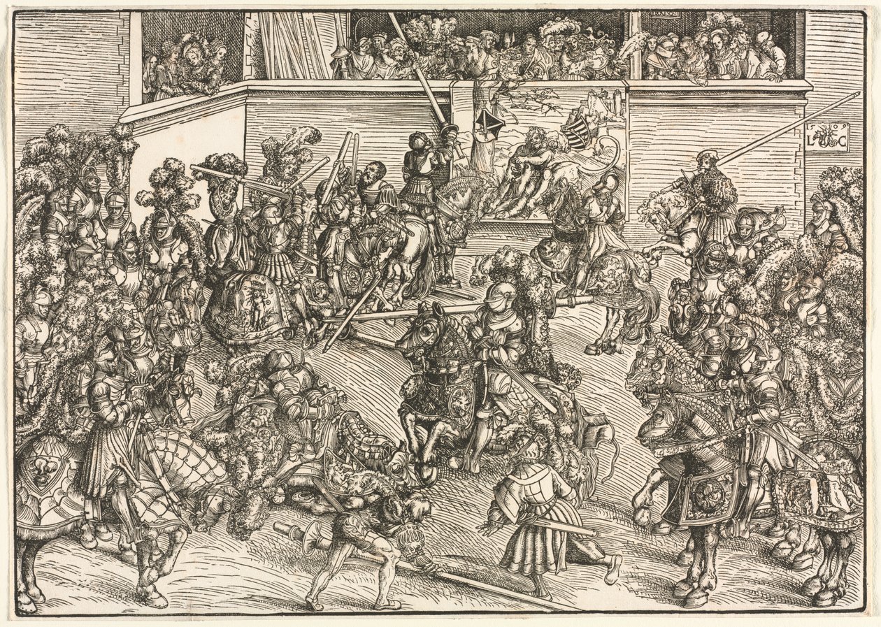 Het Tweede Toernooi met het Wandtapijt van Sampson en de Leeuw door Lucas Cranach