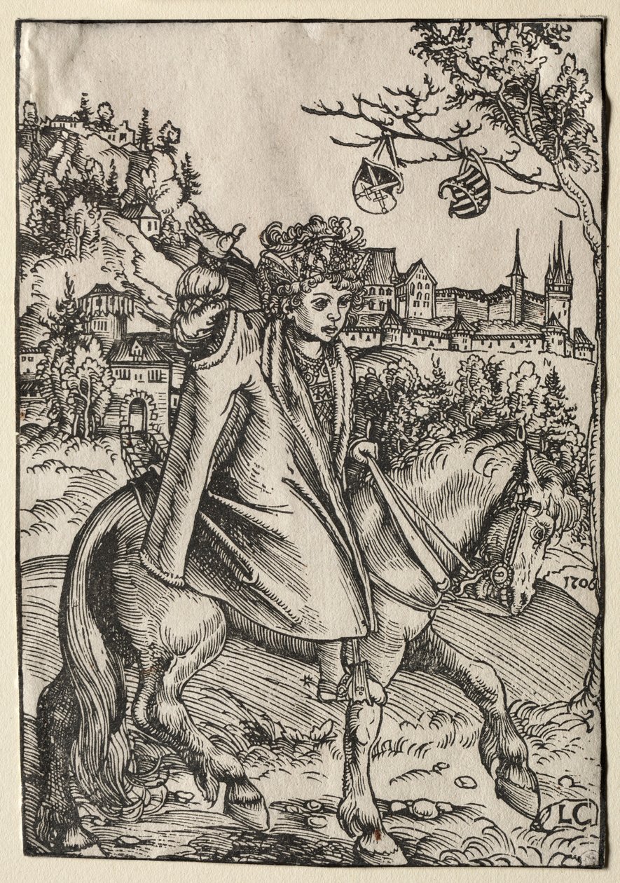 Een jongen te paard, 1506 door Lucas Cranach the Elder