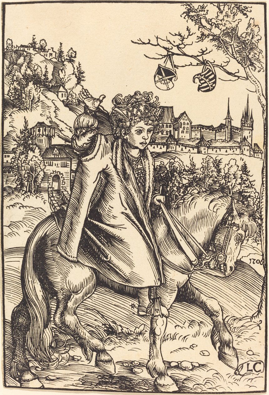 Een Saksische Prins te Paard door Lucas Cranach the Elder