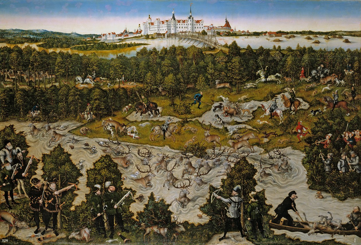 Een jacht op adelaars door Lucas Cranach the Elder