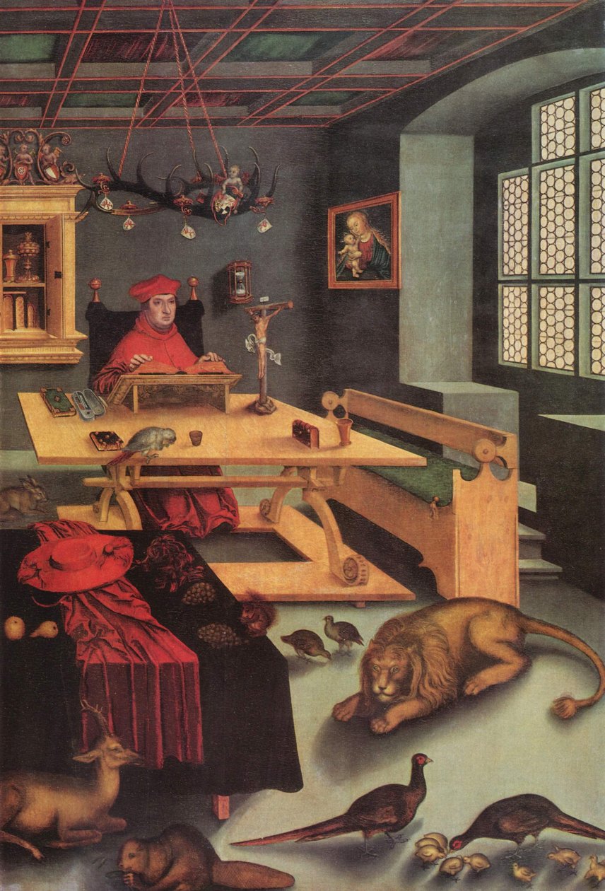 Kardinaal Albrecht van Brandenburg als de heilige Hiëronymus door Lucas Cranach the Elder