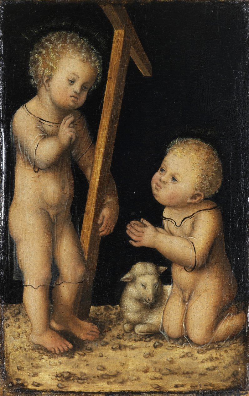 Christus en Johannes de Doper als kinderen door Lucas Cranach the Elder