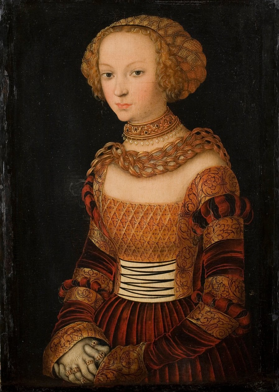 Deens: Portret van een jonge vrouw. Prinses Emilie van Saksen  Portret van een jonge vrouw. Prinses Emilia van Saksen door Lucas Cranach the Elder