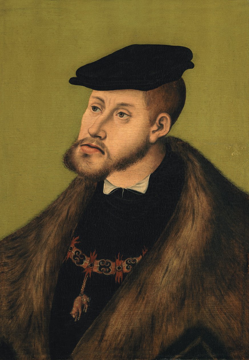 Duits: Bildnis Kaiser Karls V. Portret van keizer Karel V door Lucas Cranach the Elder