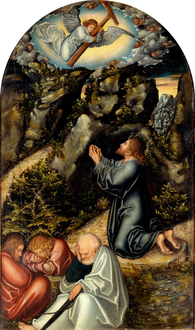 Duits: Christus am Ölberg Lijdensweg in de tuin door Lucas Cranach the Elder