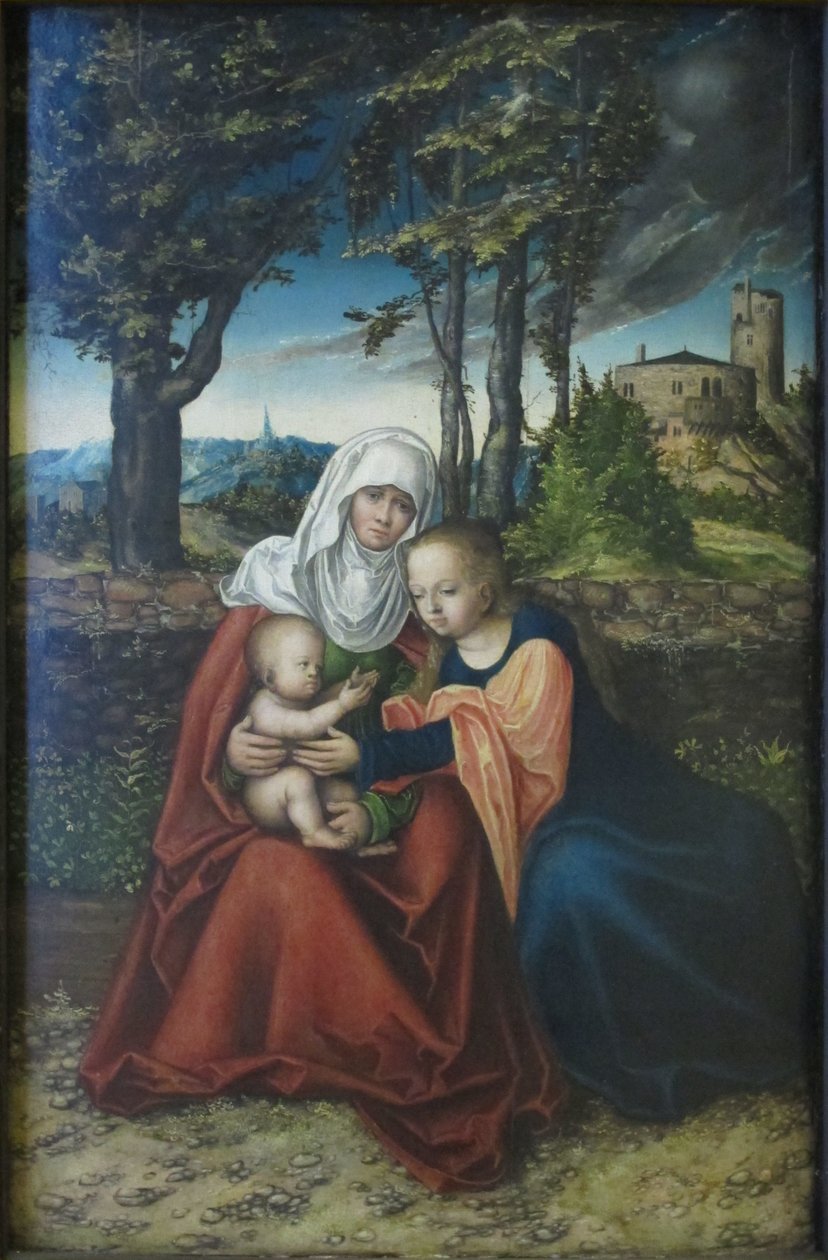 Duits: Hl. Anna Selbdritt Madonna en kind met de heilige Anna. door Lucas Cranach the Elder