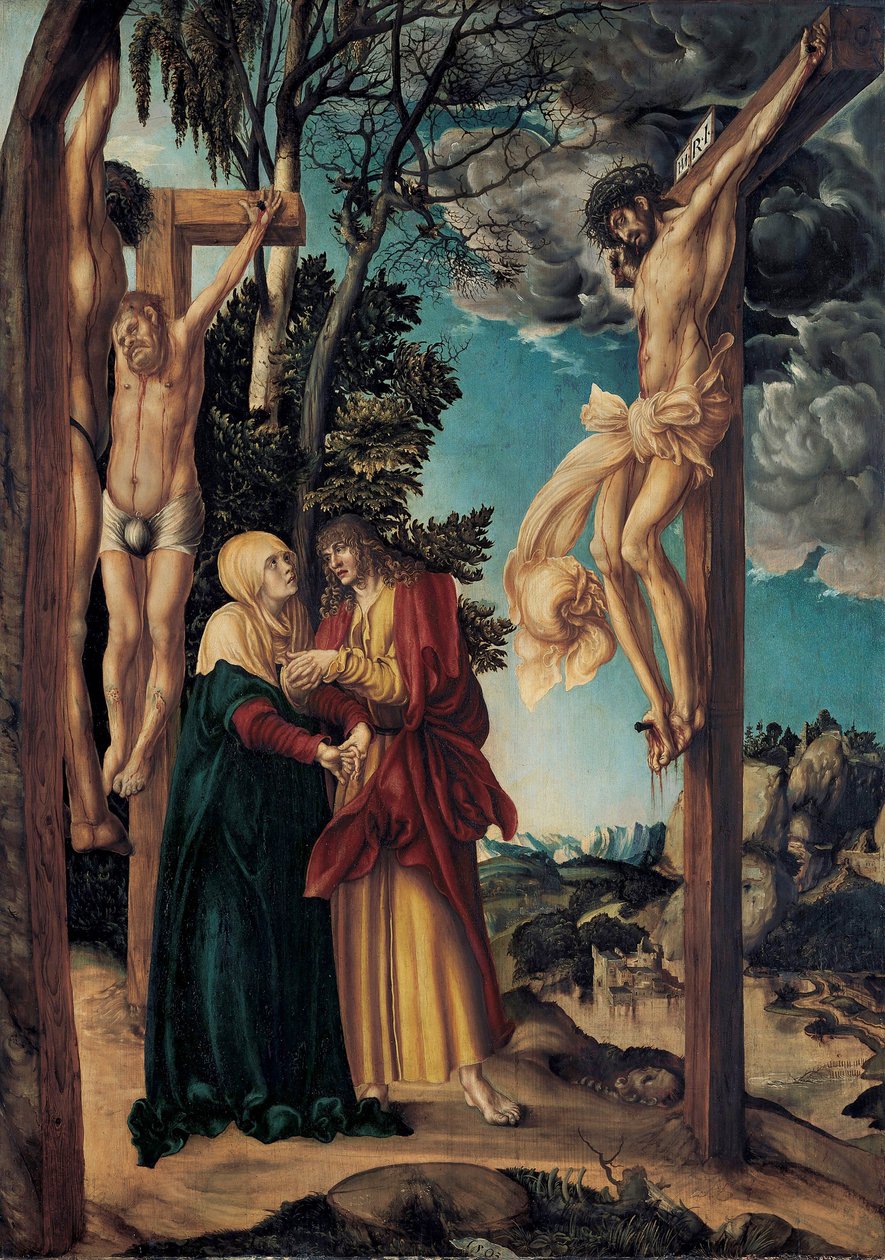 Duits: Klage unter dem Kreuz De bewening van Christus / De kruisiging in Schleißheim door Lucas Cranach the Elder