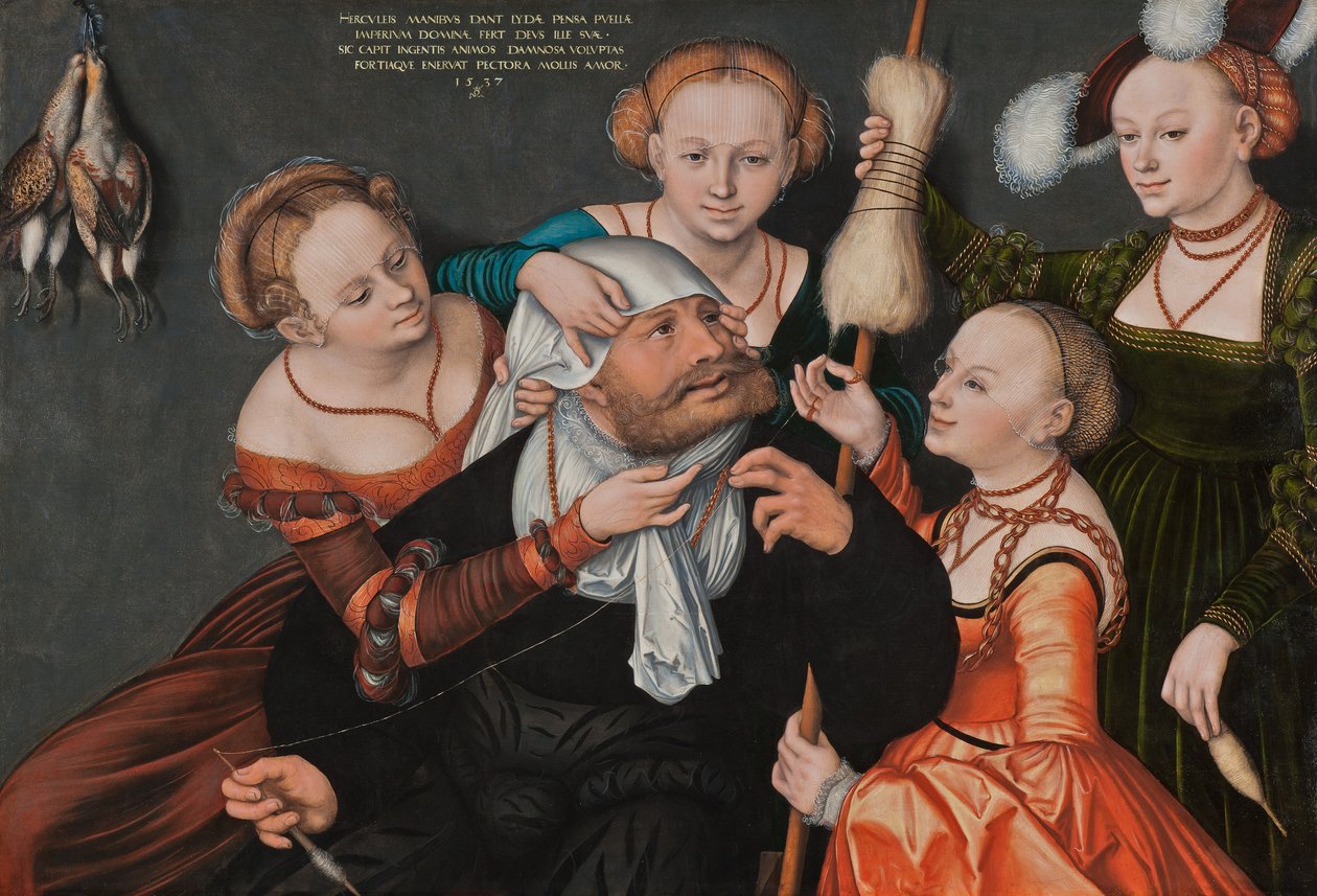 Hercules met Omphale door Lucas Cranach the Elder