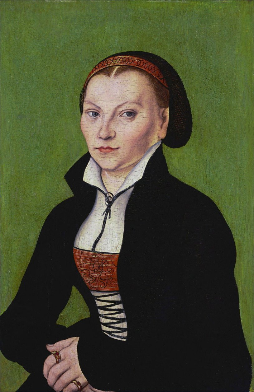 Katharina van Bora, halflang, naar links kijkend door Lucas Cranach the Elder