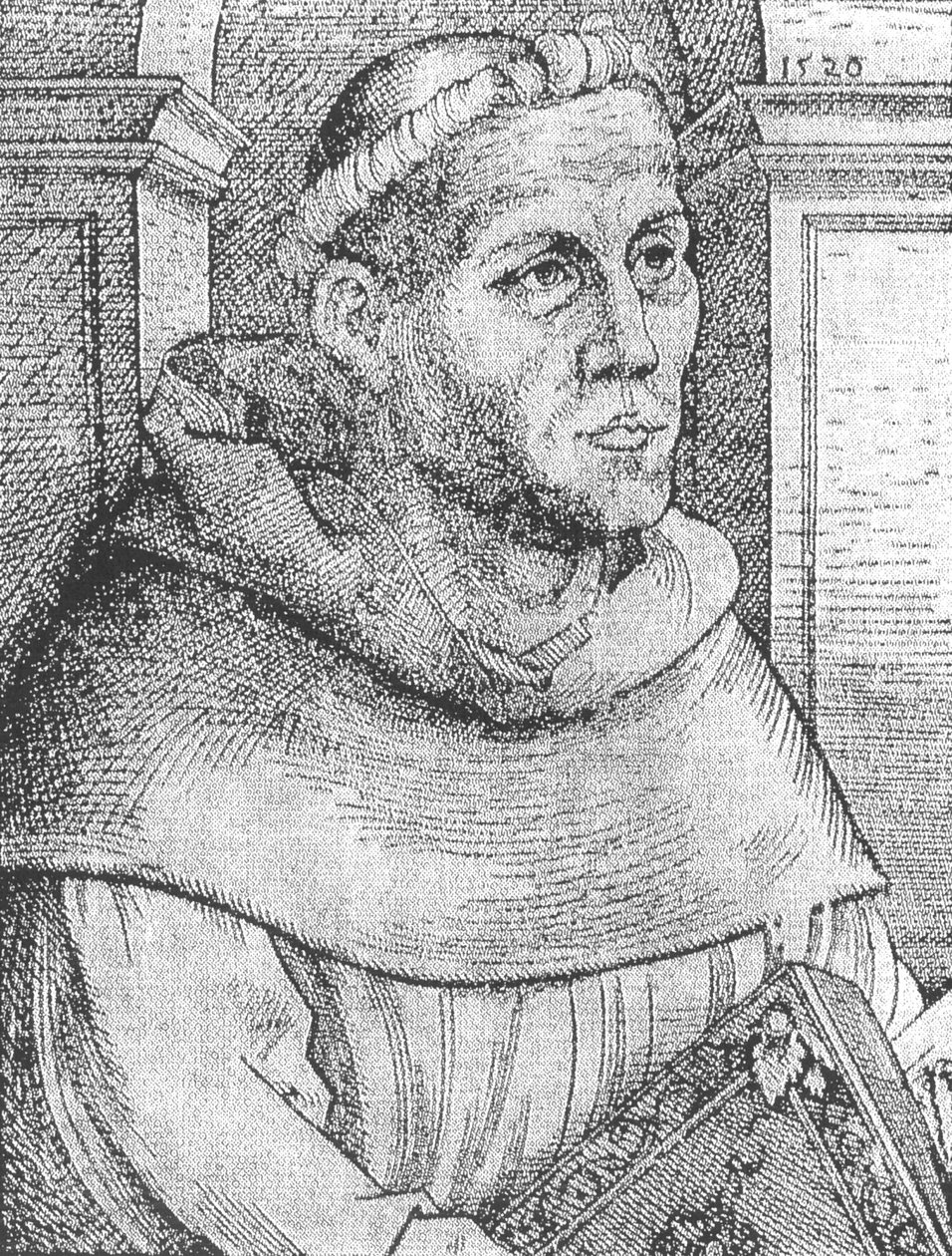 Maarten Luther als monnik. door Lucas Cranach the Elder