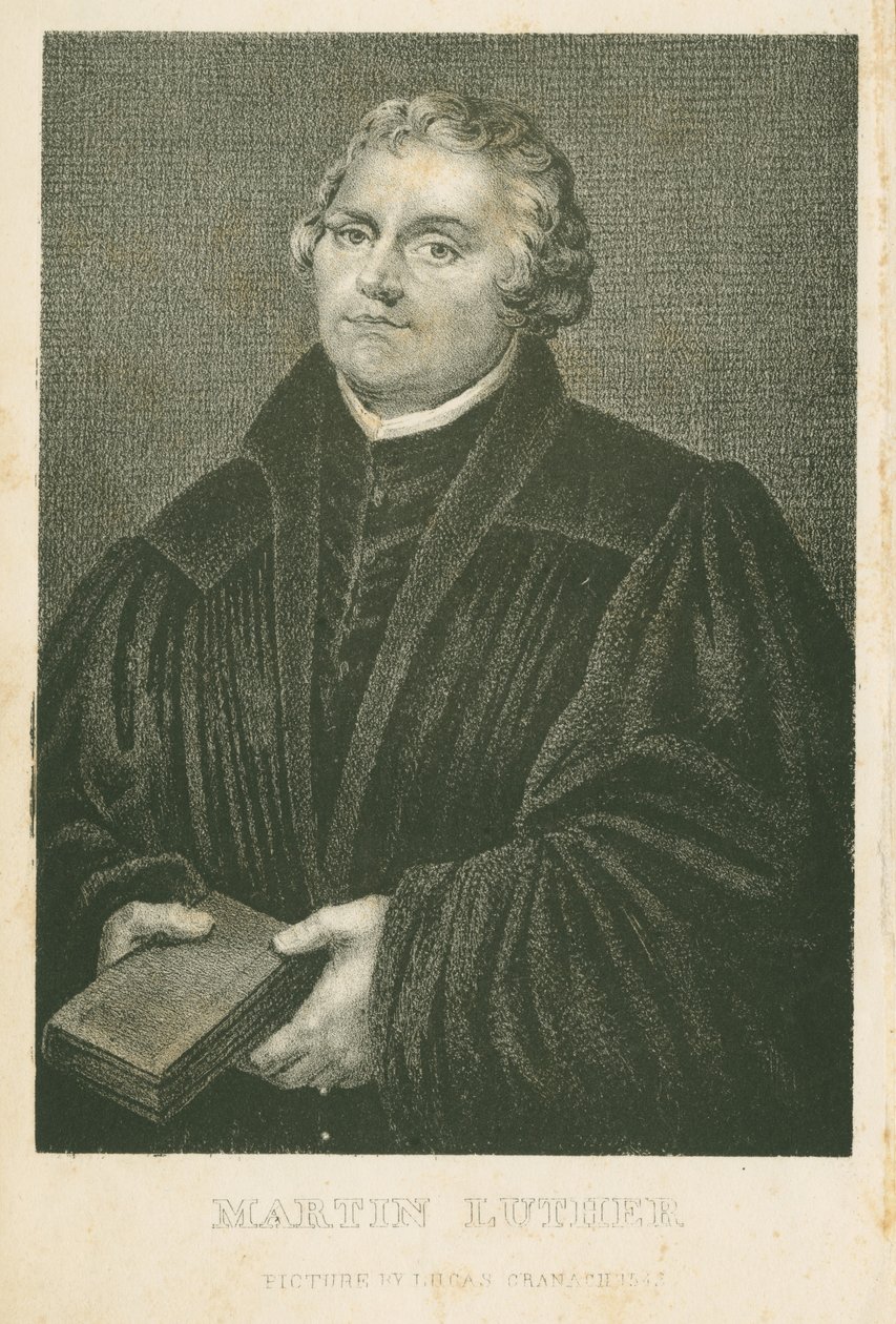 Maarten Luther, lithografie door James Weber (ca.1824-86), ca.1850 door Lucas Cranach the Elder