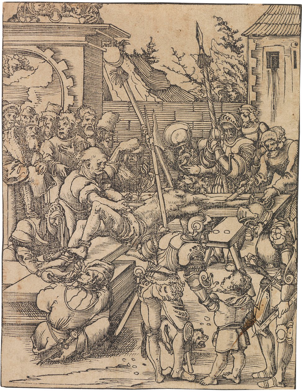 Martelaarschap van Sint Bartholomeus. Uit de serie Martelaarschap van de Twaalf Apostelen, ca. 1520 door Lucas Cranach the Elder