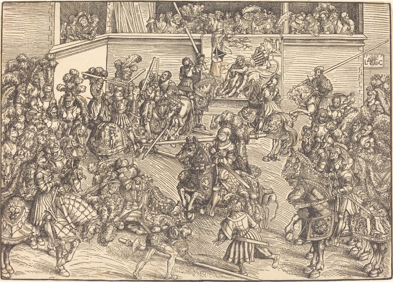 Het Tweede Toernooi met het Wandtapijt van Samson en de Leeuw door Lucas Cranach the Elder
