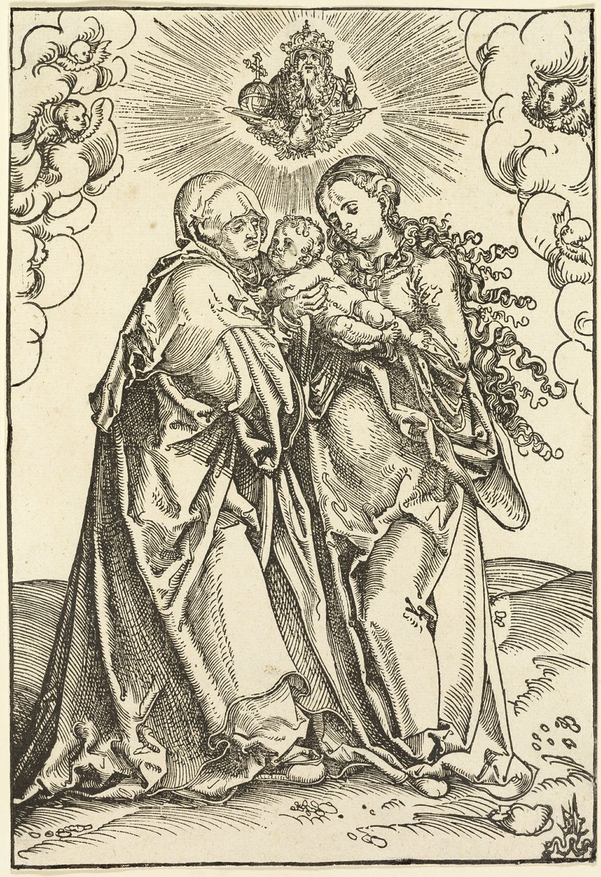 De maagd en het kind met de heilige Anna door Lucas Cranach the Elder