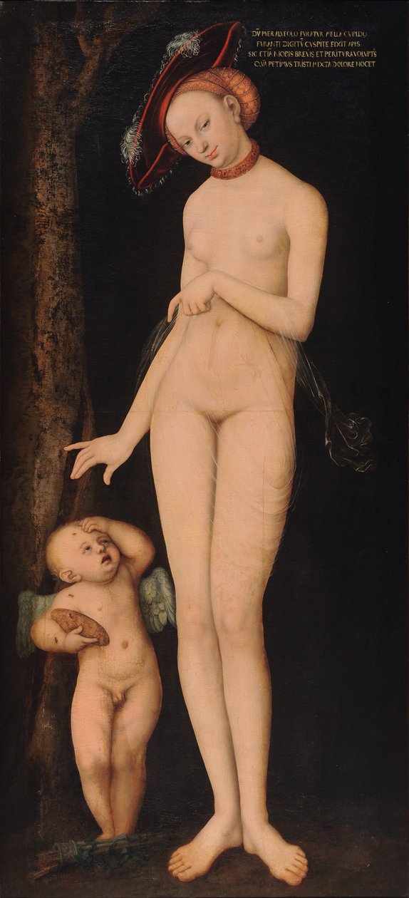 Venus en Cupido, de honingdief door Lucas Cranach the Elder