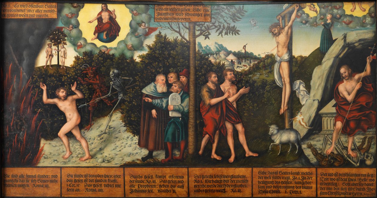 Duits: Allegorie op Wet en Genade Wet en Genade door Lucas Cranach the Elder and workshop