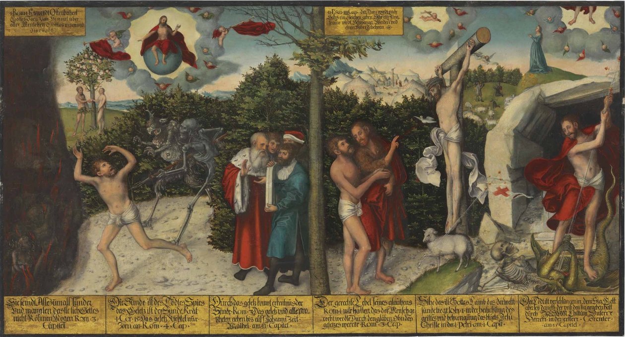 Duits: Gesetz und Gnade Wet en genade door Lucas Cranach the Elder and workshop