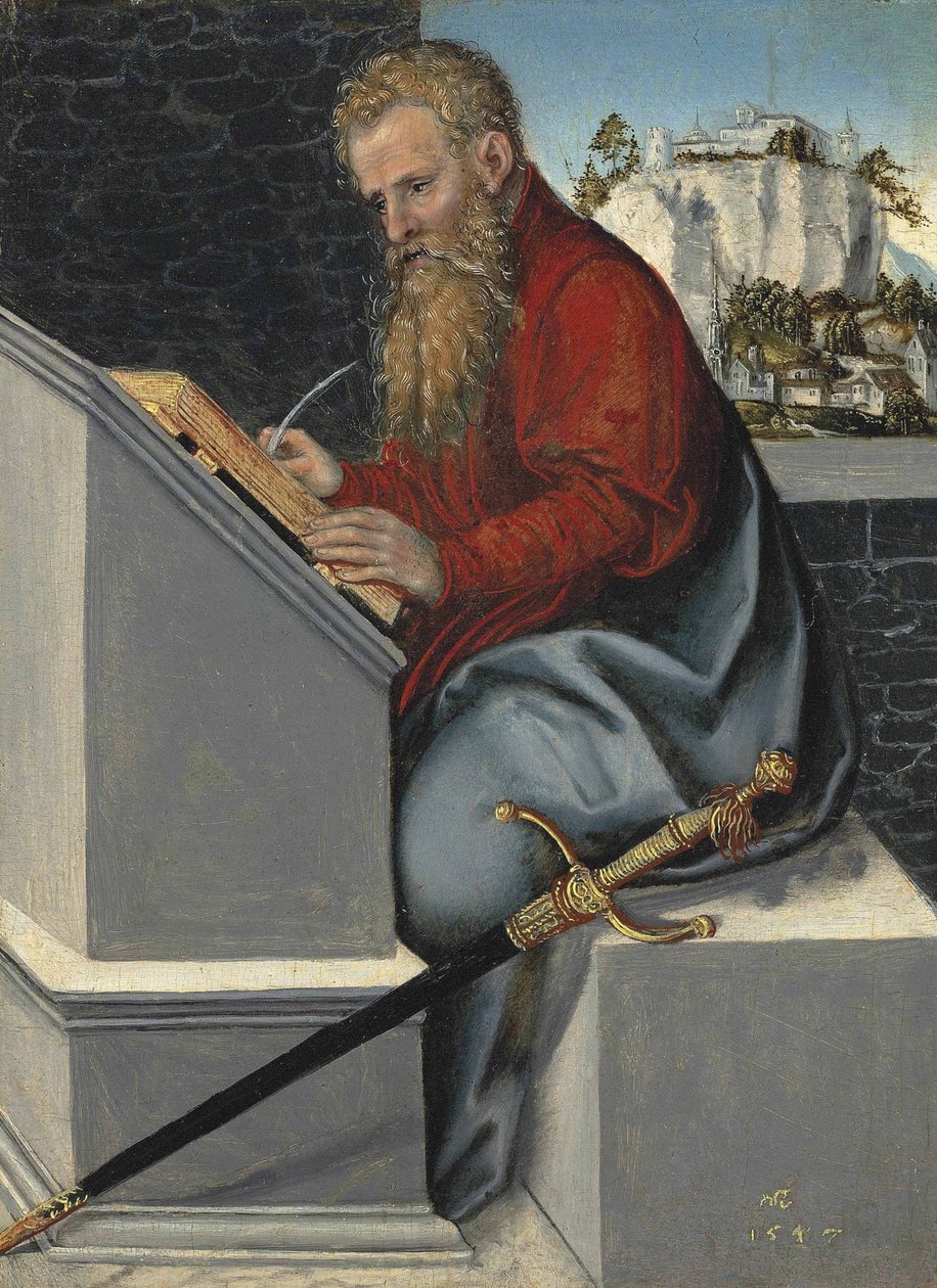 German: Der heilige Paulus Saint Paul in his study door Lucas Cranach the Younger