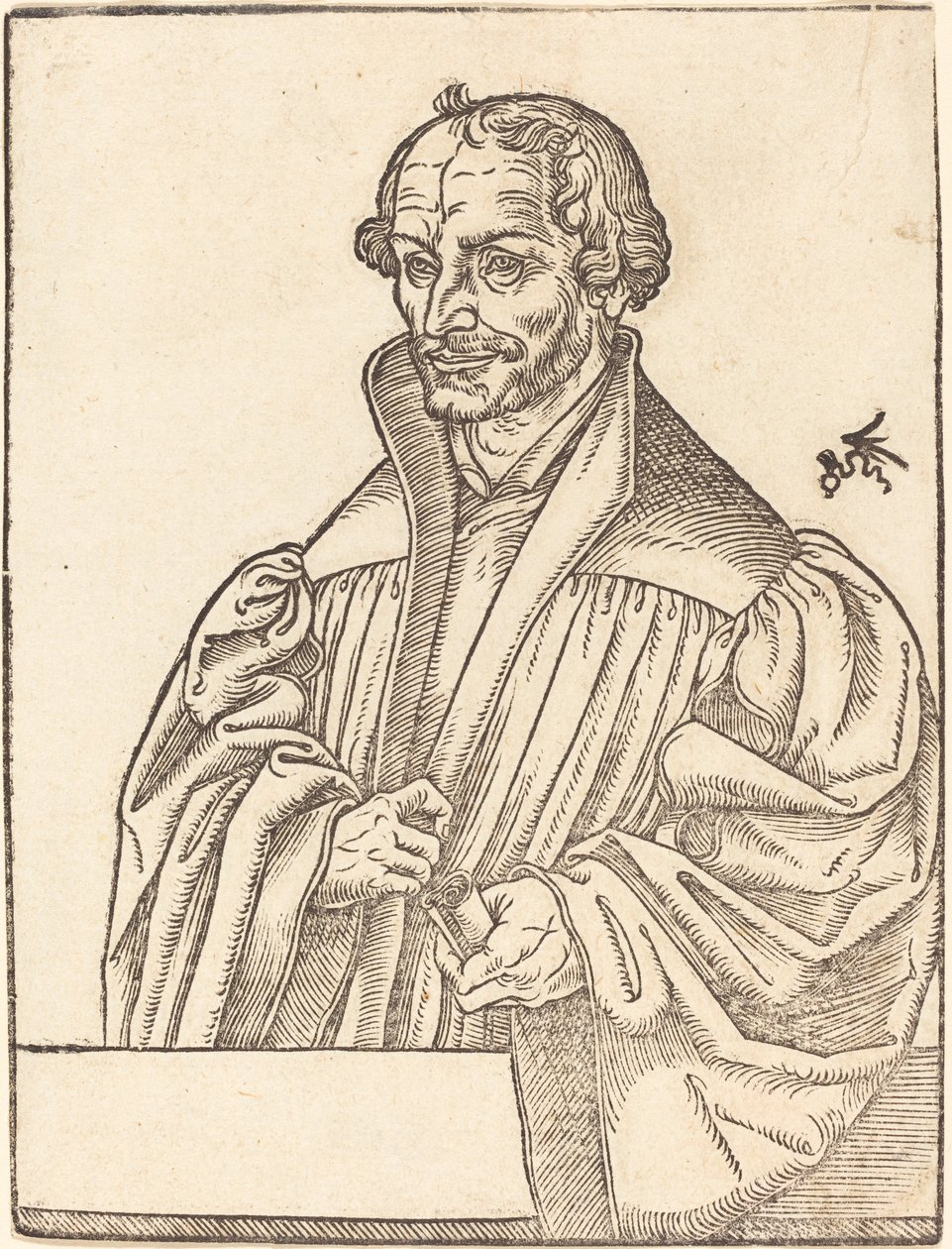 Philip Melanchton, Halflengte naar Links, Staand Achter een Borstwering door Lucas Cranach the Younger