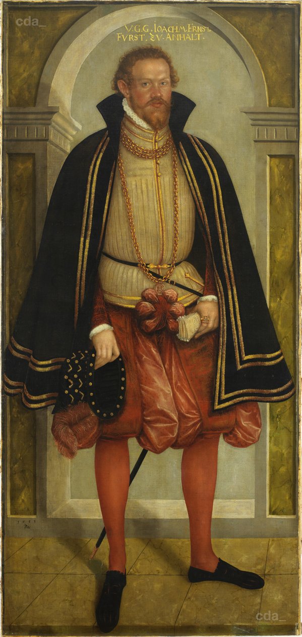 Portrait of Prince Joachim Ernst von Anhalt (1536 - 1586) door Lucas Cranach the Younger
