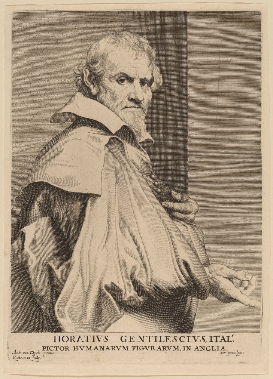 Orazio Gentileschi door Lucas Emil Vorsterman after Sir Anthony van Dyck