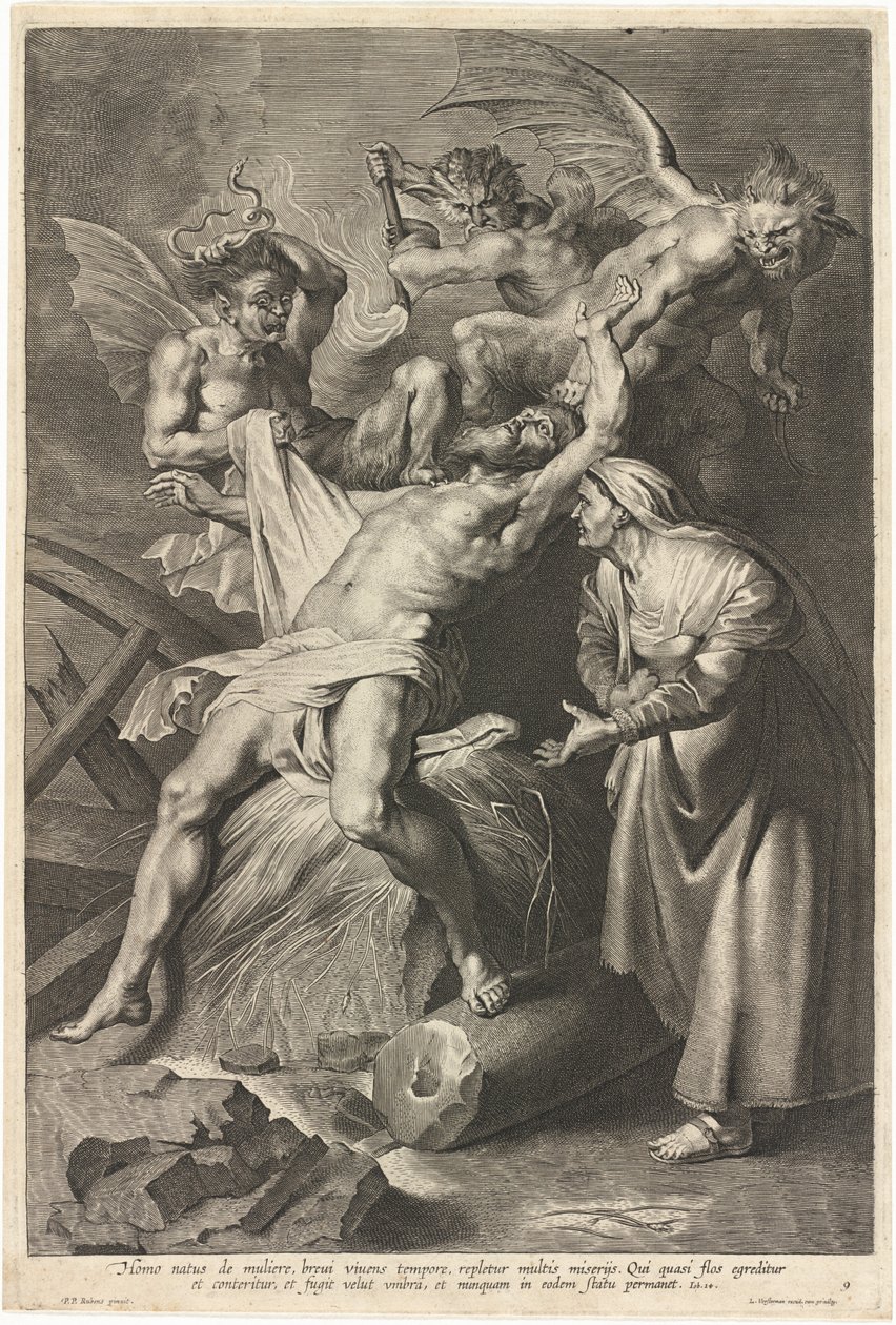 Job Gekweld door Demonen en Mishandeld door Zijn Vrouw door Lucas Emil Vorsterman after Sir Peter Paul Rubens