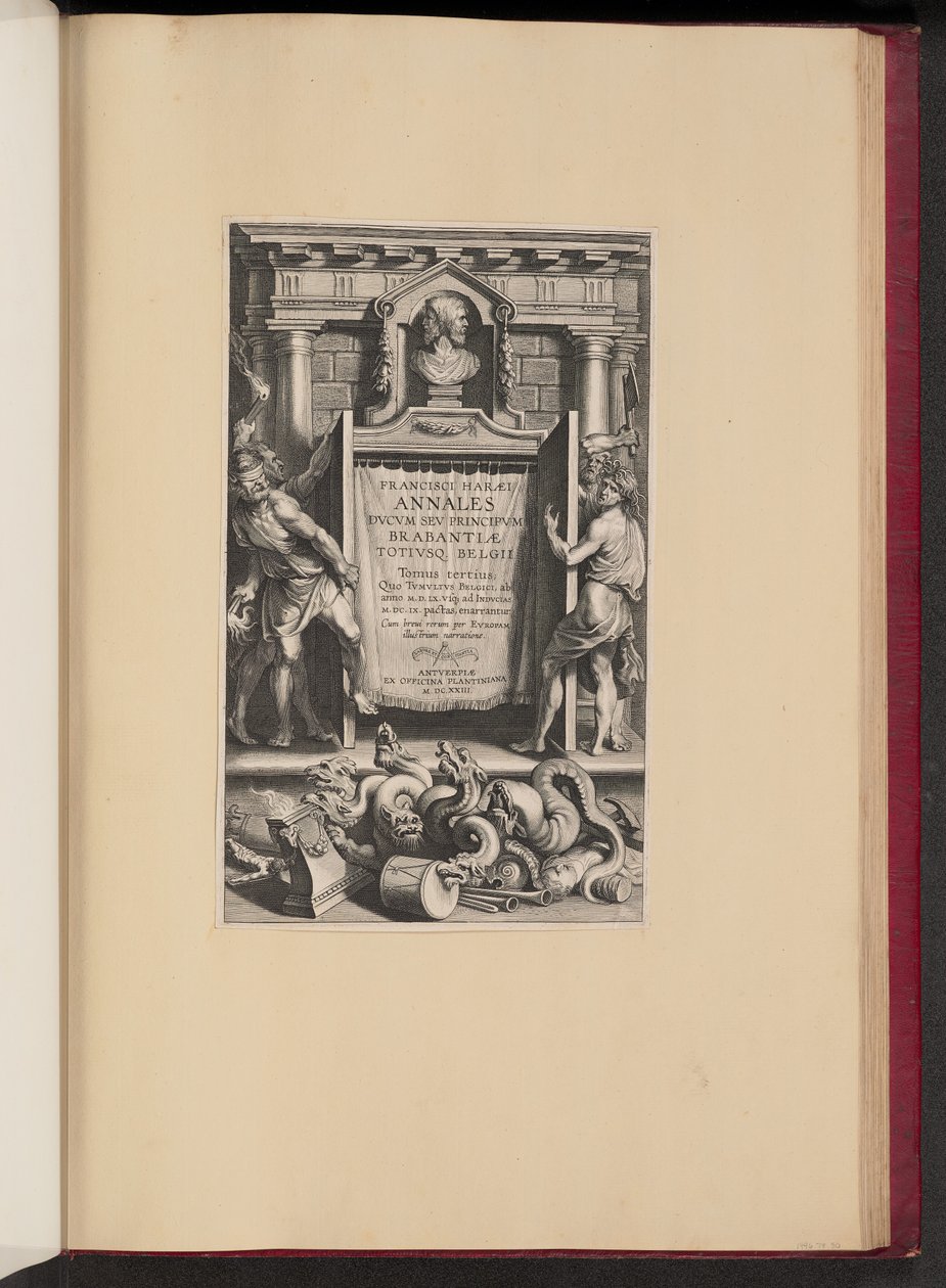 Titelpagina voor Franciscus van Haer, Annales Ducum seu Principum Brabantiae, III door Lucas Emil Vorsterman after Sir Peter Paul Rubens