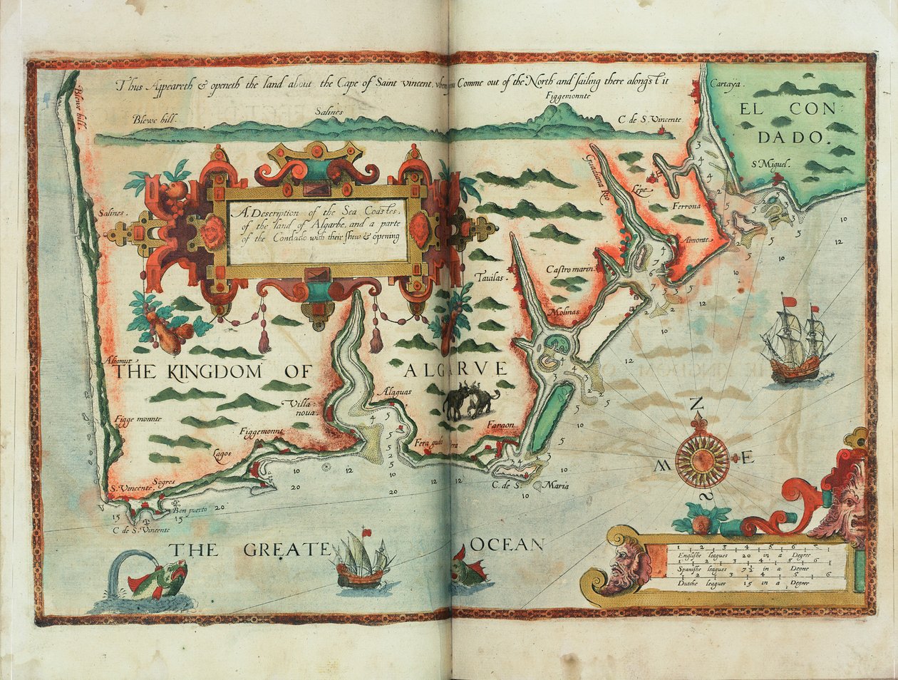 Een beschrijving van de zeekusten van het land van Algarbe en een deel van het graafschap met hun uitzicht en opening, ca. 1588 door Lucas Janszoon Waghenaer