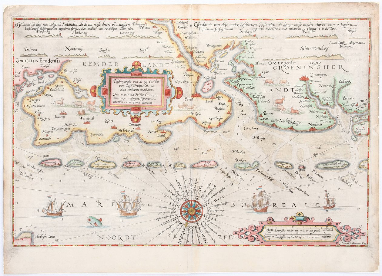 Oost-Friesland 1584 kaart door Waghenaer door Lucas Janszoon Waghenaer