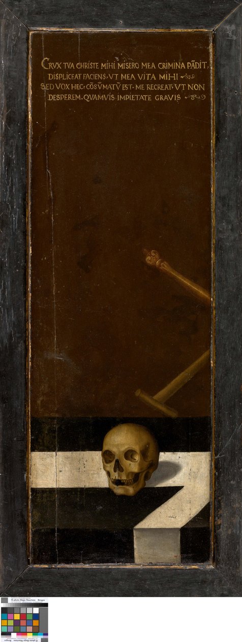Johannes de Doper (linkervleugel), Donor (rechtervleugel), Vanitas Stilleven (gesloten) door Lucas de Heere