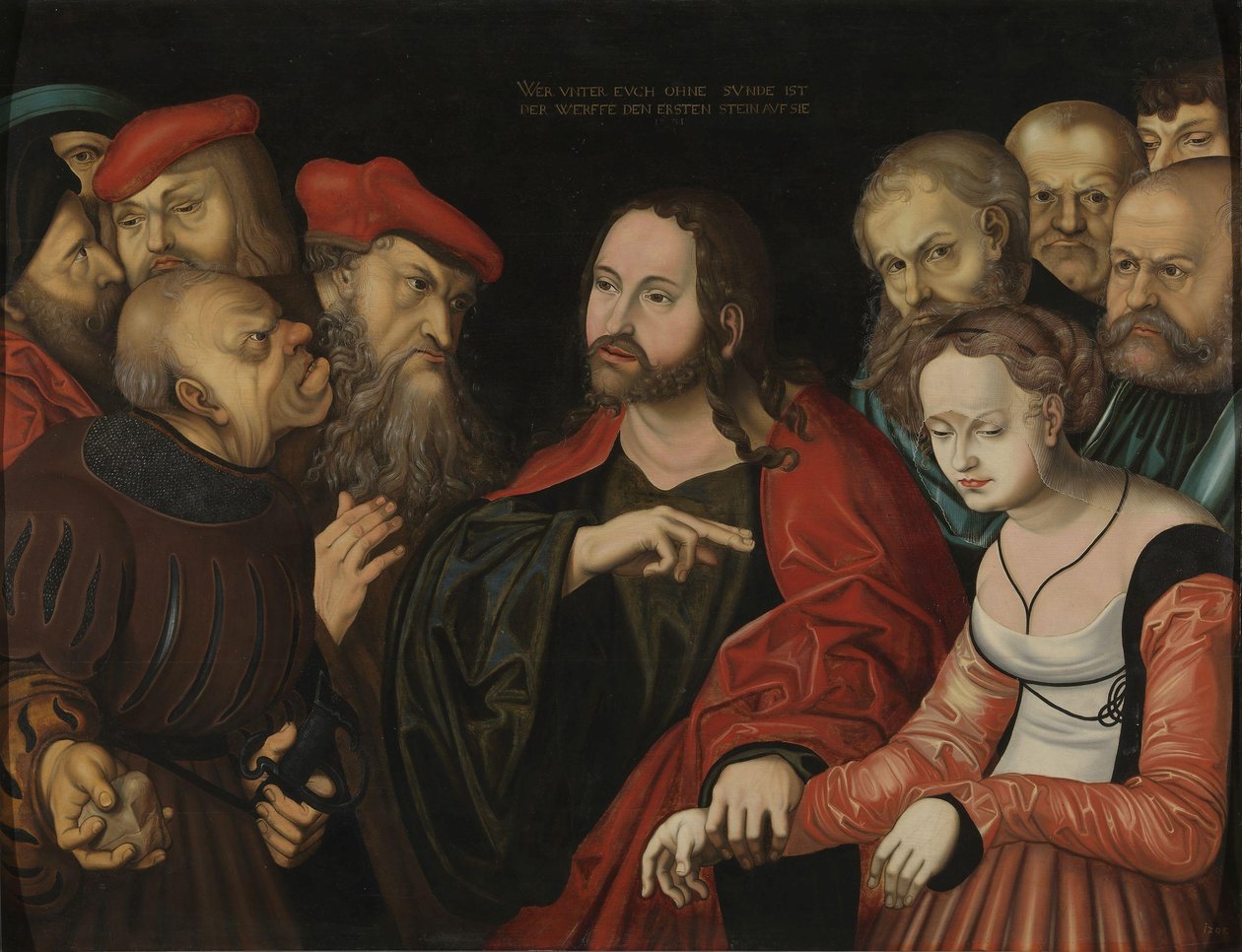 Christus en de Vrouw Betrapt op Overspel door Lucas the Elder (after) Cranach